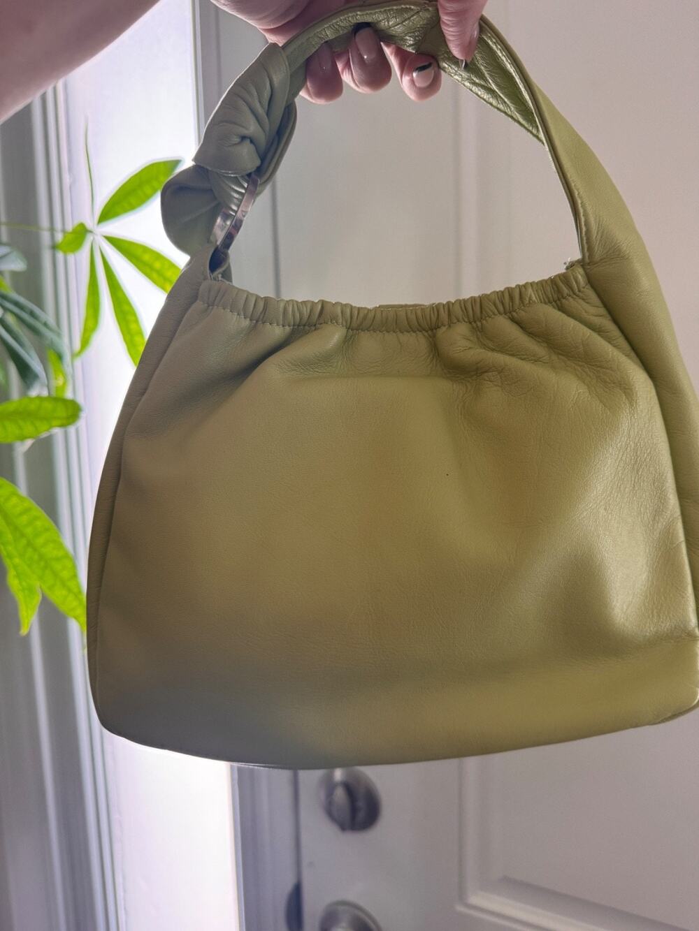 Jane Shilton Y2K Leather Shoulder Bag Handbag Lime Green Soft Leather P02